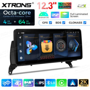 12,3-Zoll-Octa Core 4 + 64 GB Global 4G LTE Android Auto-Stereo-Multimedia-Player mit vollständig laminiertem Bildschirm für