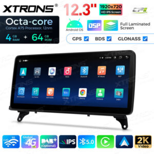 12,3-Zoll-Octa Core 4 + 64 GB Global 4G LTE Android Auto-Stereo-Multimedia-Player mit vollständig laminiertem Bildschirm für