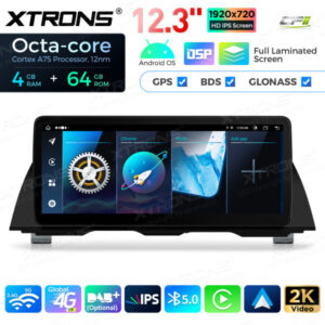 12,3 Zoll Octa Core 4 + 64 GB Global 4G LTE Android Autoradio Multimedia-Player mit vollständig laminiertem Bildschirm für BM