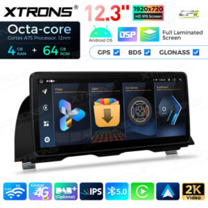 12,3 Zoll Octa Core 4 + 64 GB Global 4G LTE Android Autoradio Multimedia-Player mit vollständig laminiertem Bildschirm für BM