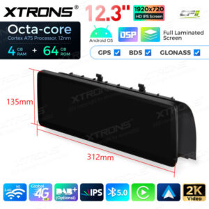 12,3 Zoll Octa Core 4 + 64 GB Global 4G LTE Android Autoradio Multimedia-Player mit vollständig laminiertem Bildschirm für BM