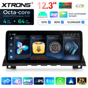 12,3 Zoll Octa Core 4 + 64 GB Global 4G LTE Android Autoradio Multimedia-Player mit vollständig laminiertem Bildschirm für BM