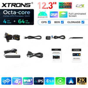 12,3 Zoll Octa Core 4 + 64 GB Global 4G LTE Android Autoradio Multimedia-Player mit vollständig laminiertem Bildschirm für BM