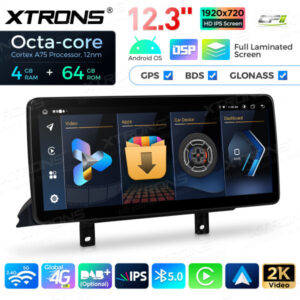 12,3 Zoll Octa Core 4 + 64 GB Global 4G LTE Android Autoradio Multimedia-Player mit vollständig laminiertem Bildschirm für BM