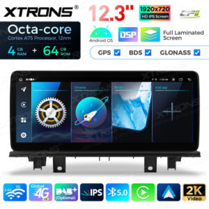 12,3 Zoll Octa Core 4 + 64 GB Global 4G LTE Android Autoradio Multimedia Player mit vollständig laminiertem Bildschirm für BM