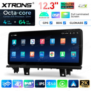 12,3 Zoll Octa Core 4 + 64 GB Global 4G LTE Android Autoradio Multimedia Player mit vollständig laminiertem Bildschirm für BM