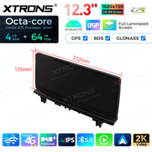 12,3 Zoll Octa Core 4 + 64 GB Global 4G LTE Android Autoradio Multimedia Player mit vollständig laminiertem Bildschirm für BM