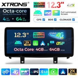 12,3 Zoll Octa Core 4 + 64 GB Global 4G LTE Android Autoradio Multimedia-Player mit vollständig laminiertem Bildschirm für BM