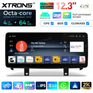 12,3 Zoll Octa Core 4 + 64 GB Global 4G LTE Android Autoradio Multimedia-Player mit vollständig laminiertem Bildschirm für BM