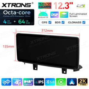 12,3 Zoll Octa Core 4 + 64 GB Global 4G LTE Android Autoradio Multimedia-Player mit vollständig laminiertem Bildschirm für BM