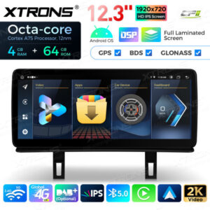 12,3-Zoll-Octa Core 4 + 64 GB Global 4G LTE Android Auto-Stereo-Multimedia-Player mit vollständig laminiertem Bildschirm für