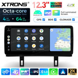 12,3-Zoll-Octa Core 4 + 64 GB Global 4G LTE Android Auto-Stereo-Multimedia-Player mit vollständig laminiertem Bildschirm für