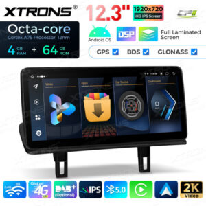 12,3-Zoll-Octa Core 4 + 64 GB Global 4G LTE Android Auto-Stereo-Multimedia-Player mit vollständig laminiertem Bildschirm für