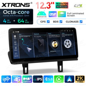 12,3-Zoll-Octa Core 4 + 64 GB Global 4G LTE Android Auto-Stereo-Multimedia-Player mit vollständig laminiertem Bildschirm für