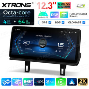 12,3-Zoll-Octa Core 4 + 64 GB Global 4G LTE Android Auto-Stereo-Multimedia-Player mit vollständig laminiertem Bildschirm für