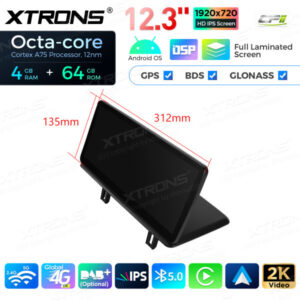 12,3-Zoll-Octa Core 4 + 64 GB Global 4G LTE Android Auto-Stereo-Multimedia-Player mit vollständig laminiertem Bildschirm für