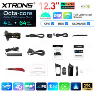 12,3-Zoll-Octa Core 4 + 64 GB Global 4G LTE Android Auto-Stereo-Multimedia-Player mit vollständig laminiertem Bildschirm für