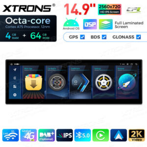 14,9 Zoll Octa Core 4 + 64 GB Global 4G LTE Android Autoradio Multimedia-Player mit vollständig laminiertem Bildschirm für BM