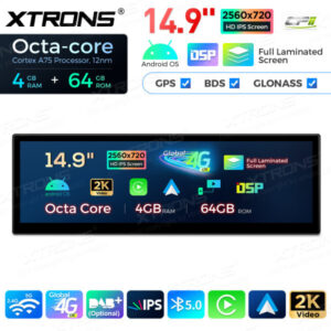 14,9 Zoll Octa Core 4 + 64 GB Global 4G LTE Android Autoradio Multimedia-Player mit vollständig laminiertem Bildschirm für BM