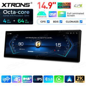 14,9 Zoll Octa Core 4 + 64 GB Global 4G LTE Android Autoradio Multimedia-Player mit vollständig laminiertem Bildschirm für BM