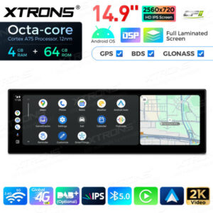 14,9 Zoll Octa Core 4 + 64 GB Global 4G LTE Android Autoradio Multimedia-Player mit vollständig laminiertem Bildschirm für BM