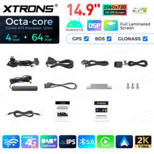 14,9 Zoll Octa Core 4 + 64 GB Global 4G LTE Android Autoradio Multimedia-Player mit vollständig laminiertem Bildschirm für BM