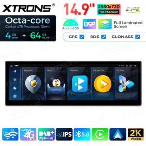 14,9 Zoll Octa Core 4 + 64 GB Global 4G LTE Android Autoradio Multimedia-Player mit vollständig laminiertem Bildschirm für BM