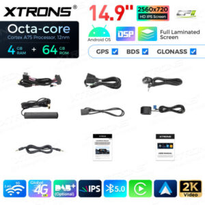 14,9 Zoll Octa Core 4 + 64 GB Global 4G LTE Android Autoradio Multimedia-Player mit vollständig laminiertem Bildschirm für BM