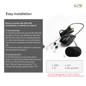 Wi-Fi DVR Autokamera Videorekorder Dashcam – ACWIFIDVR02-07 CPII