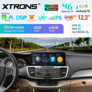 12,3-Zoll-Android-Octa-Core-Autoradio-Multimedia-Player mit 1920 * 720 HD-Bildschirm Maßgeschneiderte Passform für Honda Acco