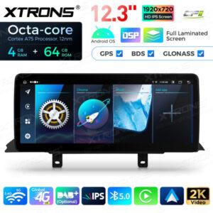 12,3 Zoll Octa Core 4 + 64 GB Global 4G LTE Android Autoradio Multimedia-Player mit vollständig laminiertem Bildschirm für BM