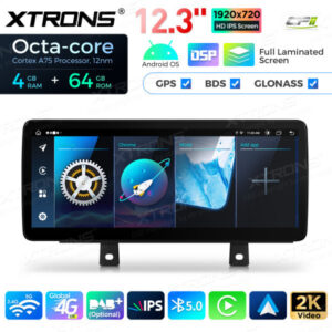 12,3 Zoll Octa Core 4 + 64 GB Global 4G LTE Android Autoradio Multimedia-Player mit vollständig laminiertem Bildschirm für BM