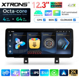 12,3 Zoll Octa Core 4 + 64 GB Global 4G LTE Android Autoradio Multimedia-Player mit vollständig laminiertem Bildschirm für BM