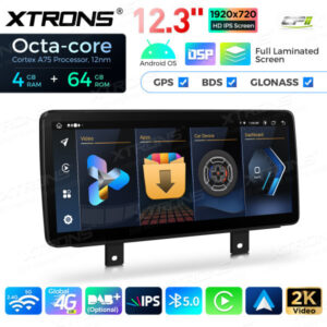 12,3 Zoll Octa Core 4 + 64 GB Global 4G LTE Android Autoradio Multimedia-Player mit vollständig laminiertem Bildschirm für BM
