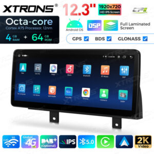 12,3 Zoll Octa Core 4 + 64 GB Global 4G LTE Android Autoradio Multimedia-Player mit vollständig laminiertem Bildschirm für BM