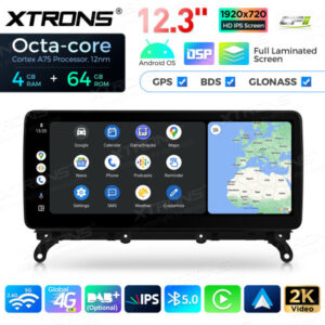12,3 Zoll Octa Core 4 + 64 GB Global 4G LTE Android Auto-Stereo-Multimedia-Player mit vollständig laminiertem Bildschirm für