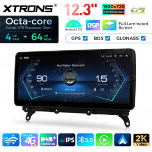 12,3 Zoll Octa Core 4 + 64 GB Global 4G LTE Android Auto-Stereo-Multimedia-Player mit vollständig laminiertem Bildschirm für