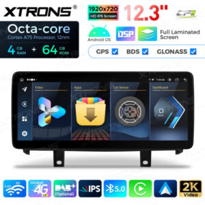 12,3 Zoll Octa Core 4 + 64 GB Global 4G LTE Android Autoradio Multimedia-Player mit vollständig laminiertem Bildschirm für BM