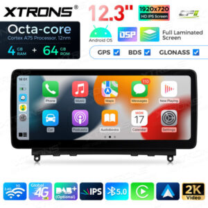 12,3 Zoll Octa Core 4 + 64 GB Global 4G LTE Android Autoradio Multimedia-Player mit vollständig laminiertem Bildschirm für Me