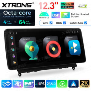 12,3 Zoll Octa Core 4 + 64 GB Global 4G LTE Android Autoradio Multimedia-Player mit vollständig laminiertem Bildschirm für Me