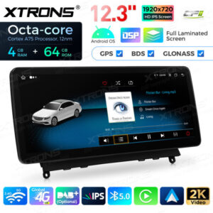 12,3 Zoll Octa Core 4 + 64 GB Global 4G LTE Android Autoradio Multimedia-Player mit vollständig laminiertem Bildschirm für Me