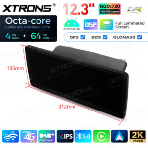 12,3 Zoll Octa Core 4 + 64 GB Global 4G LTE Android Autoradio Multimedia-Player mit vollständig laminiertem Bildschirm für Me