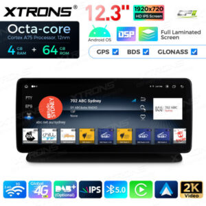 12,3 Zoll Octa Core 4 + 64 GB Global 4G LTE Android Autoradio Multimedia Player mit vollständig laminiertem Bildschirm für Me