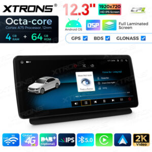 12,3 Zoll Octa Core 4 + 64 GB Global 4G LTE Android Autoradio Multimedia Player mit vollständig laminiertem Bildschirm für Me