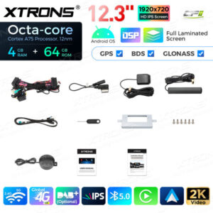 12,3 Zoll Octa Core 4 + 64 GB Global 4G LTE Android Autoradio Multimedia Player mit vollständig laminiertem Bildschirm für Me
