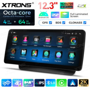 12,3 Zoll Octa Core 4 + 64 GB Global 4G LTE Android Autoradio Multimedia-Player mit vollständig laminiertem Bildschirm für Me