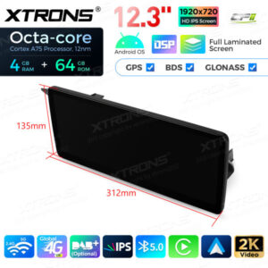 12,3 Zoll Octa Core 4 + 64 GB Global 4G LTE Android Autoradio Multimedia-Player mit vollständig laminiertem Bildschirm für Me