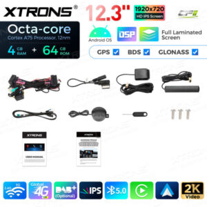 12,3 Zoll Octa Core 4 + 64 GB Global 4G LTE Android Autoradio Multimedia-Player mit vollständig laminiertem Bildschirm für Me
