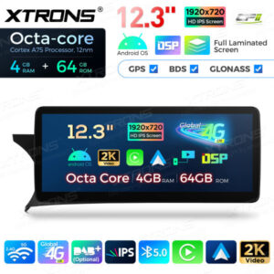 12,3 Zoll Octa Core 4 + 64 GB Global 4G LTE Android Auto-Stereo-Multimedia-Player mit vollständig laminiertem Bildschirm für