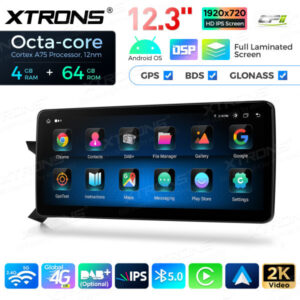 12,3 Zoll Octa Core 4 + 64 GB Global 4G LTE Android Auto-Stereo-Multimedia-Player mit vollständig laminiertem Bildschirm für